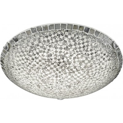 Plafón de interior Trio Mosaique 20W 3000K Luz cálida. Ø 40 cm. LED integrado Salón y dormitorio. Estilo moderno. Vidrio. Color plata