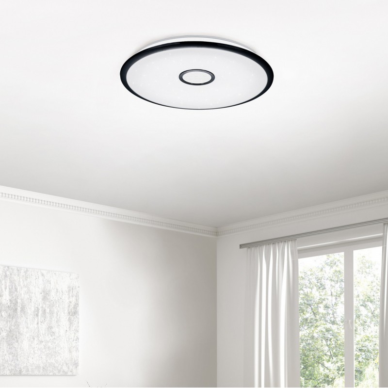212,95 € Free Shipping | Indoor ceiling light Trio Okinawa 50W Ø 65 cm. Star effect. Dimmable multicolor RGBW LED. Remote control. Ceiling and wall mounting Living room and bedroom. Modern Style. Plastic and polycarbonate. Black Color