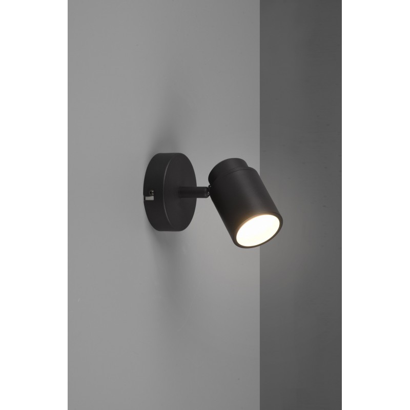 32,95 € Free Shipping | Indoor spotlight Trio Angelo 16×11 cm. Ceiling and wall mounting Bathroom. Modern Style. Metal casting. Black Color