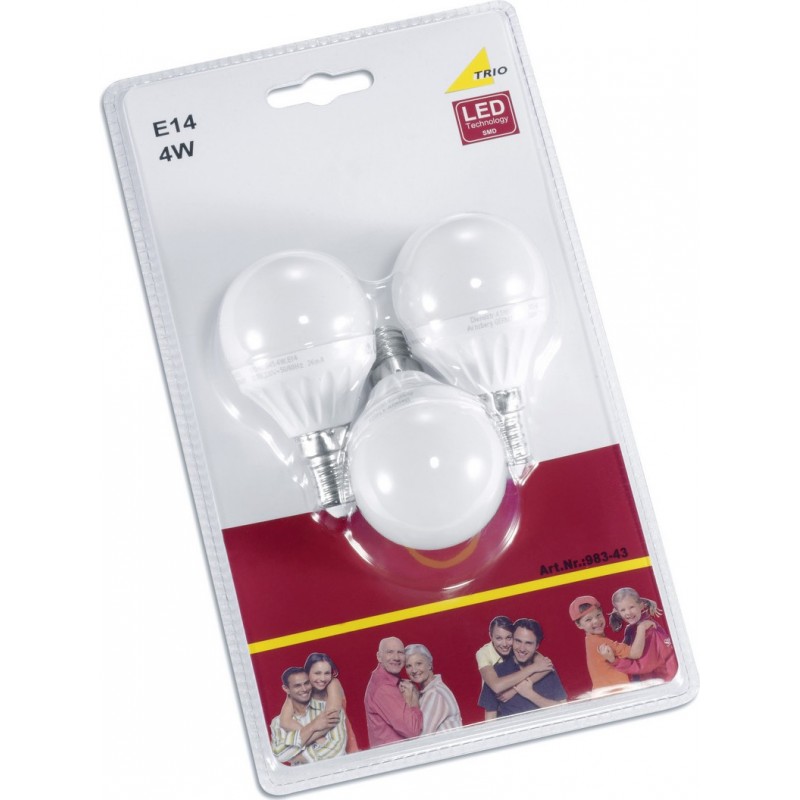 11,95 € Free Shipping | LED light bulb Trio Esfera 4W E14 LED 3000K Warm light. Ø 4 cm. Glass. White Color