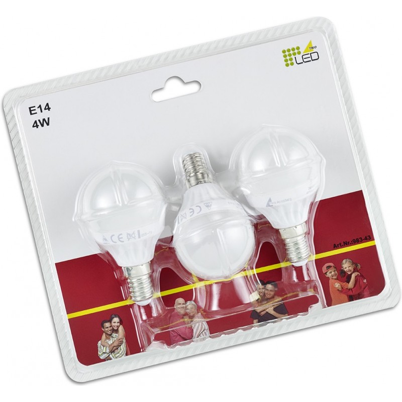 10,95 € Free Shipping | LED light bulb Trio Esfera 4W E14 LED 3000K Warm light. Ø 4 cm. Glass. White Color