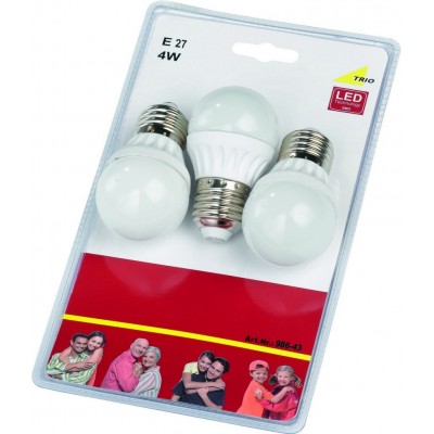 LED-Glühbirne Trio Esfera 4W E27 LED 3000K Warmes Licht. Ø 4 cm. Glas. Weiß Farbe