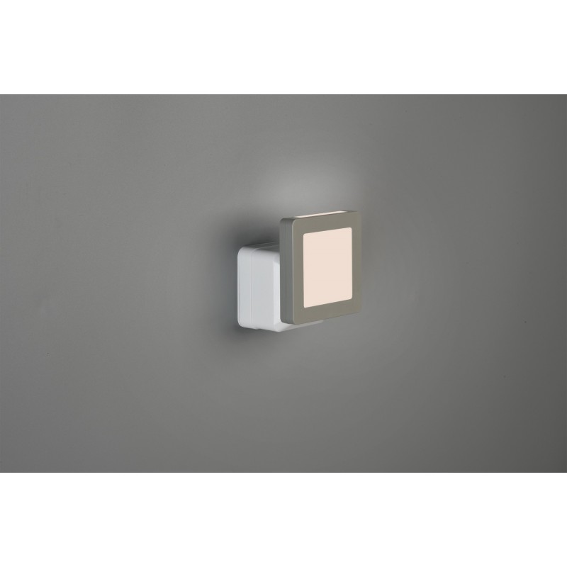 6,95 € Free Shipping | Indoor wall light Reality Hank 0.4W 3000K Warm light. 8×8 cm. Integrated LED. Darkness sensing Living room and bedroom. Modern Style. Plastic and polycarbonate. Gray Color