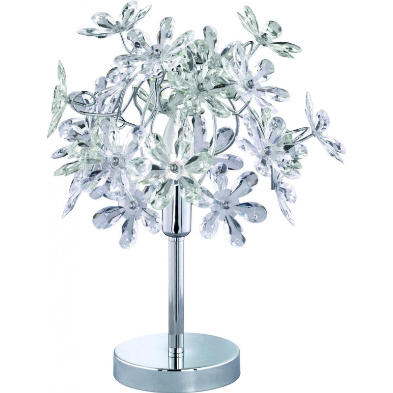 29,95 € Free Shipping | Table lamp Reality Flower Ø 33 cm. Living room and bedroom. Design Style. Metal casting. Plated chrome Color
