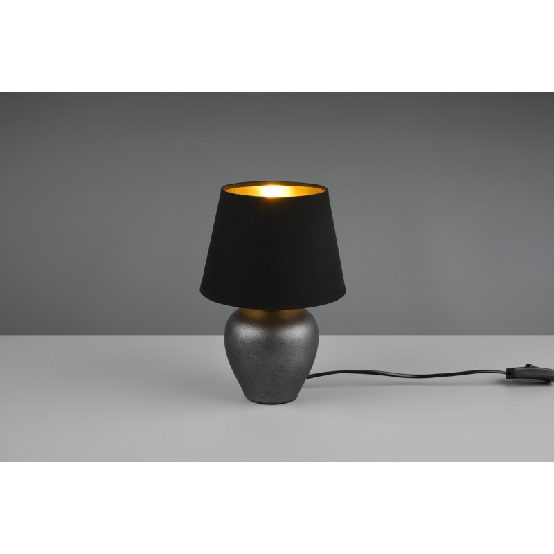 25,95 € Free Shipping | Table lamp Reality Abby Ø 18 cm. Living room and bedroom. Modern Style. Ceramic. Old nickel Color