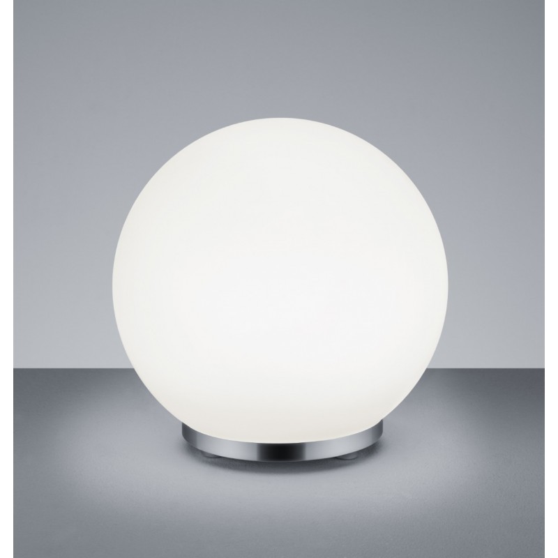 49,95 € Free Shipping | Table lamp Reality George 5.5W 3000K Warm light. Ø 20 cm. Dimmable multicolor RGBW LED. Remote control Living room and bedroom. Modern Style. Plastic and polycarbonate. Plated chrome Color