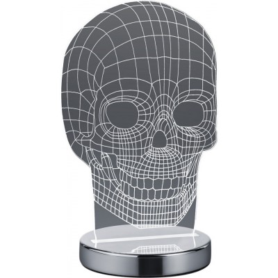25,95 € Envio grátis | Lâmpada de mesa Reality Skull 7W 22×15 cm. LED branco com temperatura de cor ajustável Sala de estar, quarto e zona infantil. Estilo projeto. Metais. Cor cromado