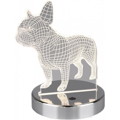 39,95 € Free Shipping | Table lamp Reality Dog 3.2W 3000K Warm light. 18×15 cm. Dimmable multicolor RGBW LED Living room, bedroom and kids zone. Design Style. Metal casting. Plated chrome Color