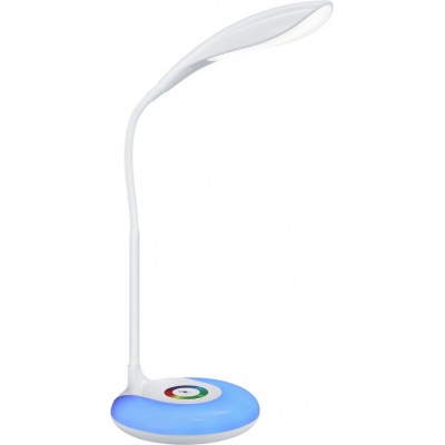 52,95 € Free Shipping | Desk lamp Reality Krait 3.5W 3000K Warm light. 34×13 cm. Integrated multicolor RGBW LED. Flexible. Touch function. USB connection Living room and bedroom. Modern Style. Plastic and Polycarbonate. White Color