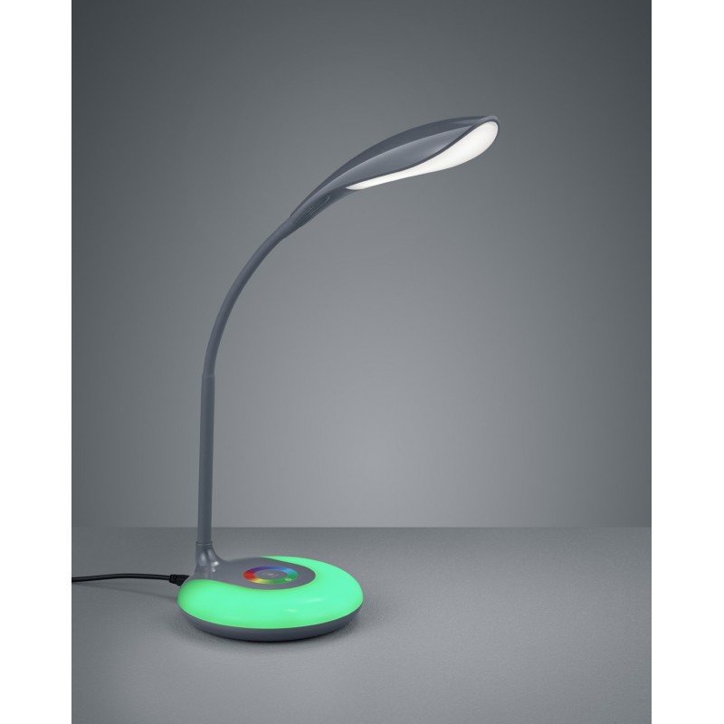 49,95 € Free Shipping | Table lamp Reality Krait 3.5W 3000K Warm light. 34×13 cm. Integrated multicolor RGBW LED. Flexible. Touch function. USB connection Living room and bedroom. Modern Style. Plastic and polycarbonate. Anthracite Color