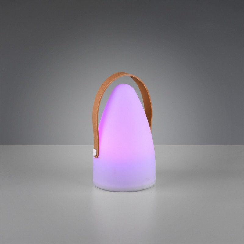 38,95 € Free Shipping | Furniture with lighting Reality Haiti 1W LED 3000K Warm light. Ø 13 cm. Table Lamp. Integrated multicolor RGBW LED Terrace and garden. Modern Style. Plastic and polycarbonate. White Color