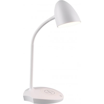 62,95 € Free Shipping | Table lamp Reality Load 4W 3000K Warm light. 38×13 cm. Integrated inductive charging station. Integrated LED. Flexible. Touch function Living room, bedroom and office. Modern Style. Plastic and polycarbonate. White Color