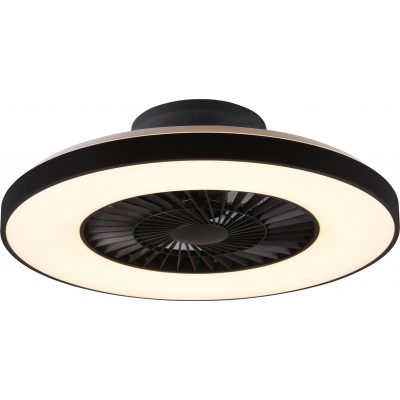 246,95 € Free Shipping | Ceiling fan with light Reality Halmstad 40W Ø 59 cm. Integrated multicolor LED ceiling light. Dimmable multicolor RGBW LED. Remote control Living room and bedroom. Modern Style. Plastic and Polycarbonate. Black Color