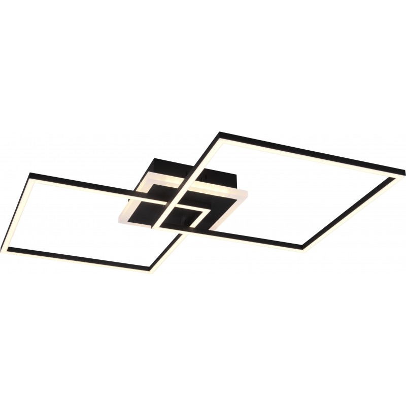 148,95 € Free Shipping | Ceiling lamp Reality Arribo 29W 3000K Warm light. Square Shape 61×61 cm. Dimmable multicolor RGBW LED. Remote control Living room and bedroom. Modern Style. Metal casting. Black Color