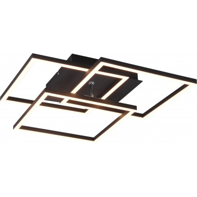 Lámpara de techo Reality Mobile 28W Forma Rectangular 42×39 cm. LED RGBW multicolor regulable. Luz direccional. Mando a distancia Salón y dormitorio. Estilo moderno. Metal. Color negro