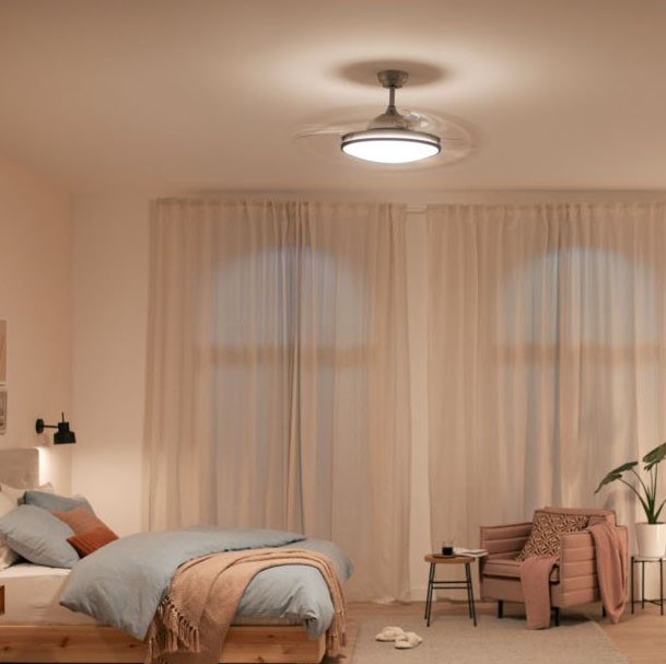 224,95 € Spedizione Gratuita | Ventilatore da soffitto con luce Philips Atlas 63W Ø 48 cm. CC Motore a corrente continua Colore nichel