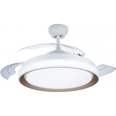 Ceiling fan with light Philips Bliss 63W Round Shape Ø 51 cm. DC Direct Current Motor Living room, dining room and office. Design Style. White and golden Color
