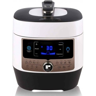 Kitchen appliance 1000W 35×34 cm. Multifunction pressure cooker. slow cooked 14 programmable functions. LED panel. 6 liters Stainless steel, Aluminum and PMMA. White Color