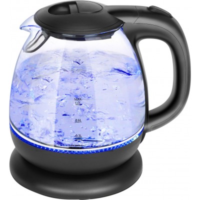 19,95 € Free Shipping | Kitchen appliance 2200W 21×20 cm. Electric water kettle. LED lighting. Protection against dry boiling. 1 liter Stainless steel, PMMA and Glass. Black Color