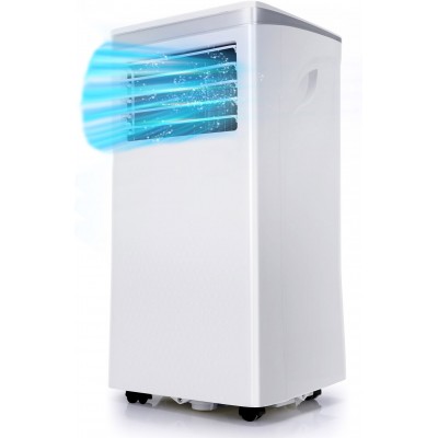Standventilator 1000W 70×35 cm. Intelligente tragbare Klimaanlage mit WiFi-Verbindung. Luftentfeuchter. LED Bildschirm. Fernbedienung ABS, Stahl und Aluminium. Weiß Farbe