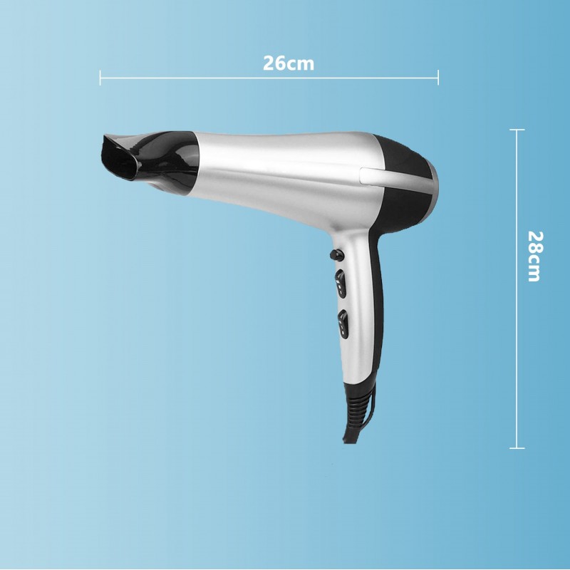19,95 € Free Shipping | Personal care 2200W 28×24 cm. Professional hair dryer. Includes diffuser and accessories ABS and Polycarbonate. Silver Color