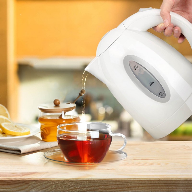 17,95 € Free Shipping | Kitchen appliance 2200W 23×22 cm. Electric water kettle. Auto power off and boil dry protection system. 1.7 liters PMMA. White Color