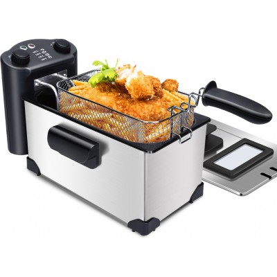 Elettrodomestico da cucina 2200W 43×23 cm. friggitrice compatta Acciaio inossidabile. Colore acciaio inossidabile