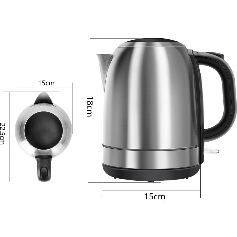 28,95 € Free Shipping | Kitchen appliance 3000W 22×22 cm. Electric water kettle. Quick boil. Auto power off and boil dry protection. 1.2 liters ABS and Stainless steel. Black and silver Color