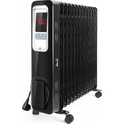 Heater 2500W 64×60 cm. Portable oil cooler with wheels. 13 elements. LED control screen. Remote control Steel. Black Color
