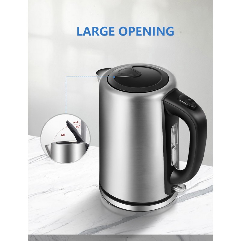 33,95 € Free Shipping | Kitchen appliance 3000W 24×22 cm. Electric water kettle. Dry boil protection system. 1.7 liters 304 stainless steel. Silver Color
