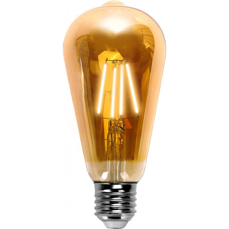 12,95 € Free Shipping | 5 units box LED light bulb 4W E27 LED ST64 2200K Very warm light. Ø 6 cm. Edison LED filament. wide angle Retro and vintage Style. Crystal. Copper Color