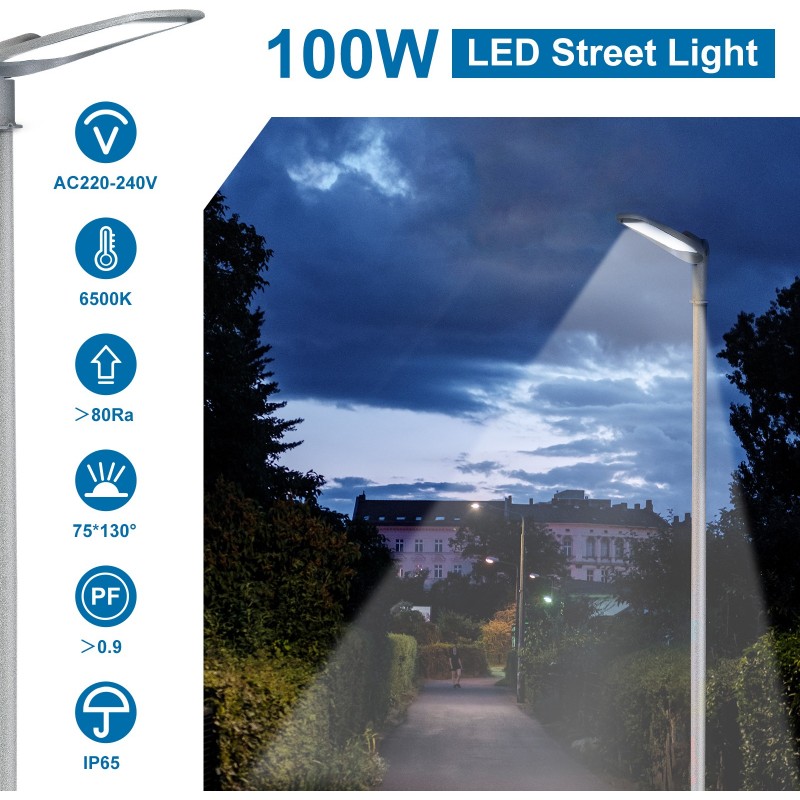 52,95 € Free Shipping | Streetlight 100W 6500K Cold light. 56×19 cm. External LED lighting. Waterproof Aluminum. Gray Color
