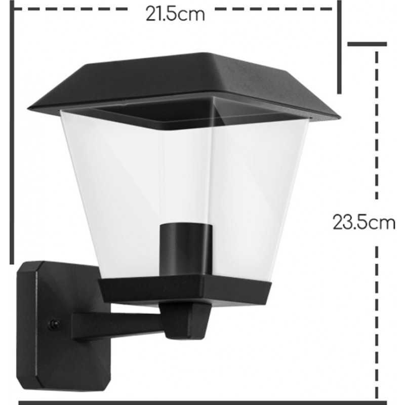 23,95 € Free Shipping | Outdoor wall light 60W 24×22 cm. Lantern with arm. Waterproof Aluminum and Plastic. Black Color