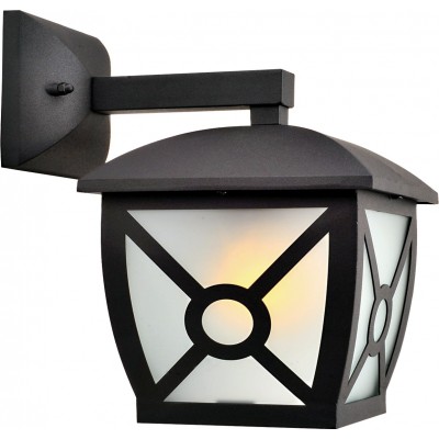 户外壁灯 60W 24×22 cm. 带手臂的灯笼。防水的 铝 和 玻璃. 黑色的 颜色