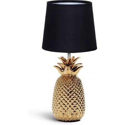 Lampe de table 40W 36×17 cm. Lampe de chevet LED. Écran en tissu Style rétro et vintage. Céramique. Couleur dorée et noir