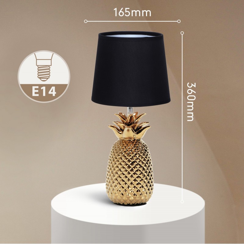 22,95 € Free Shipping | Table lamp 40W 36×17 cm. LED Bedside Lamp. Fabric Screen Retro and vintage Style. Ceramic. Golden and black Color