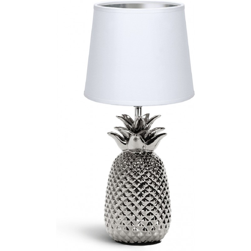 22,95 € Free Shipping | Table lamp 40W 36×17 cm. Ceramic. White and silver Color