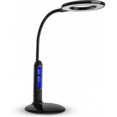 Desk lamp 7W 28×16 cm. LED touch lamp. LCD screen. Calendar, temperature and alarm. 5 intensity levels. 2 lighting modes Polycarbonate. Black Color
