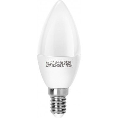 5 units box LED light bulb 4W E14 LED C37 3000K Warm light. Ø 3 cm. LED candle White Color