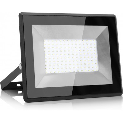Foco proyector exterior 100W 6400K Luz fría. 33×27 cm. Impermeable. Luz de Seguridad Aluminio y Vidrio. Color negro