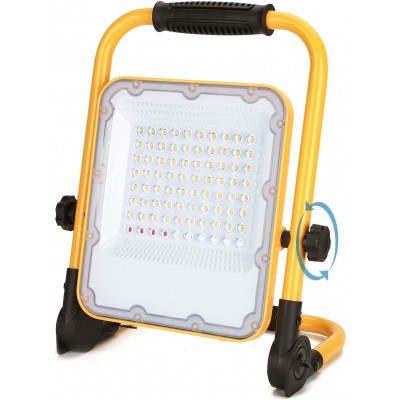 52,95 € Free Shipping | Flood and spotlight 50W 6500K Cold light. 32×25 cm. Work Focus. Portable LED. 360º swivel. Waterproof. Folding stand. SOS function Aluminum. Yellow Color