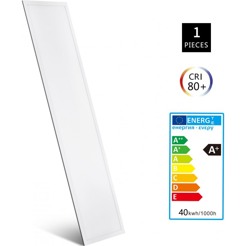 37,95 € Free Shipping | LED panel 40W 6500K Cold light. Rectangular Shape 120×30 cm. Aluminum and PMMA. White Color