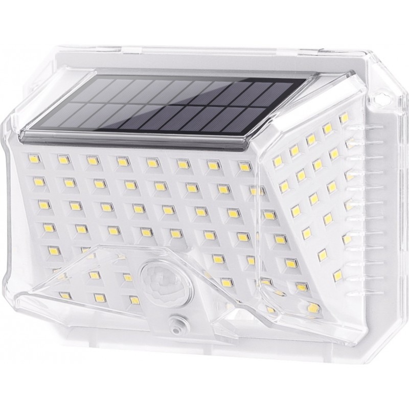 8,95 € Envío gratis | Aplique de pared exterior 6500K Luz fría. 14×10 cm. LED Solar. Sensor de Movimiento. Impermeable Color blanco