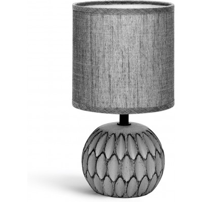 Lâmpada de mesa 40W 26×14 cm. Mesa de cabeceira Estilo retro e vintage. Cerâmica. Cor cinza pérola