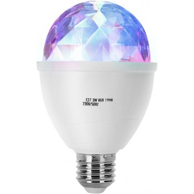 5 units box Decorative lighting 3W Ø 8 cm. 360º rotatable RGB multicolor LED bulb. Strobe light function. disco ball effect Polycarbonate. White Color