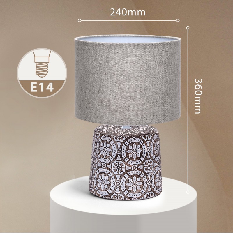 19,95 € Free Shipping | Table lamp 40W 36×24 cm. Ceramic. Brown Color