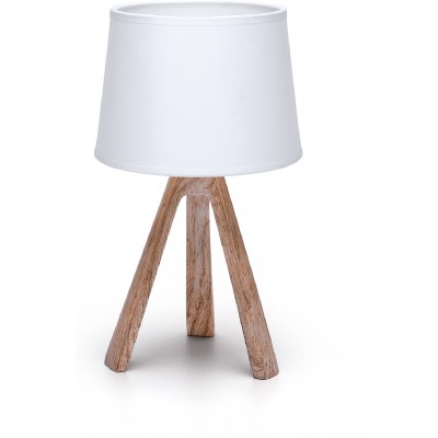 Tischlampe 40W 31×18 cm. Nachttischlampe aus Kunstharz Weiß und braun Farbe