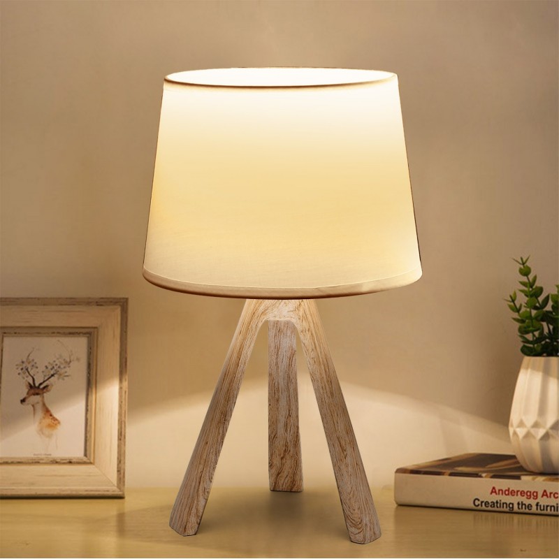 18,95 € Free Shipping | Table lamp 40W 31×18 cm. Resin bedside lamp White and brown Color