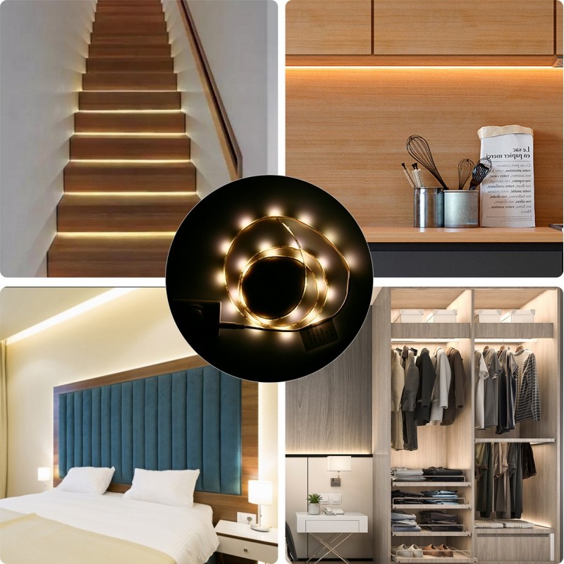 15,95 € Free Shipping | LED strip and hose 1.5W 3000K Warm light. 100×1 cm. LED strip. Motion sensor. Waterproof. USB rechargeable battery. self-adhesive 1 meter PMMA