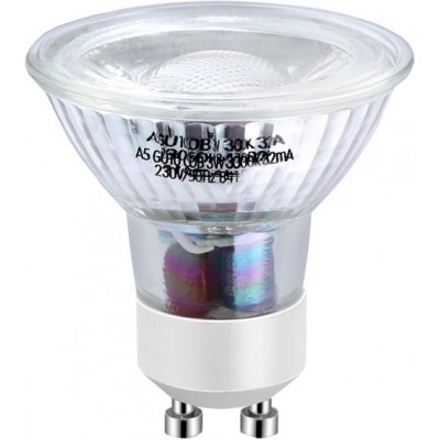 Caixa de 5 unidades Lâmpada LED 3W GU10 LED 3000K Luz quente. Ø 5 cm. Cristal